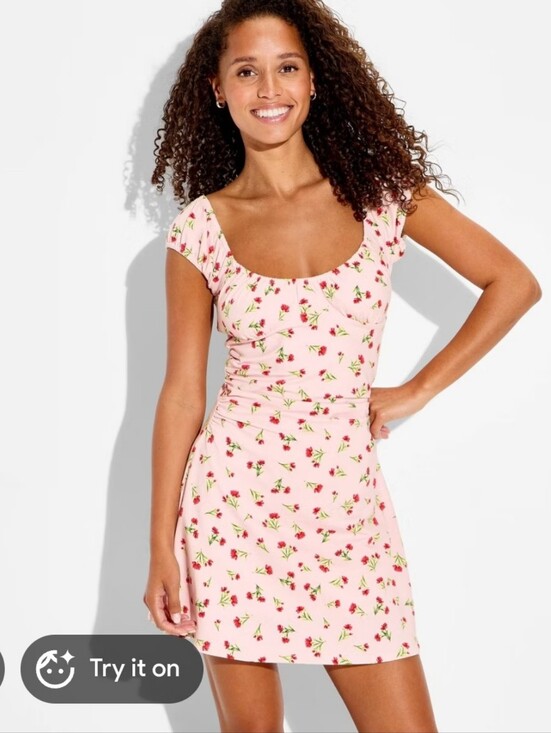 wild fable Dresses & Skirts - Wild Fable Pink Floral Scoop-Neck Mini dress Small G195